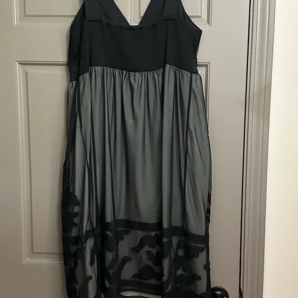 INC International Concepts Black and Gray Midi Dress 1X Plus Size - Picture 4 of 5